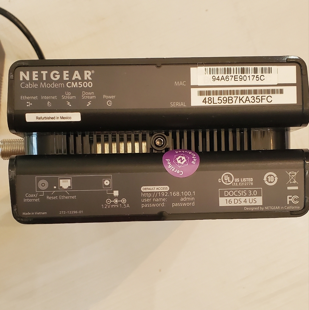 NETGEAR CM500 High Speed Cable Modem, DOCSIS 3.0 Xfinity, Cox, Spectrum - Picture 4 of 6